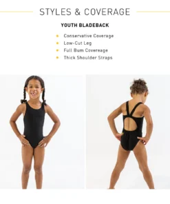 FINIS® YOUTH BLACK BLADEBACK | DURABLE TRAINING AND COMPETITION SWIMWEAR