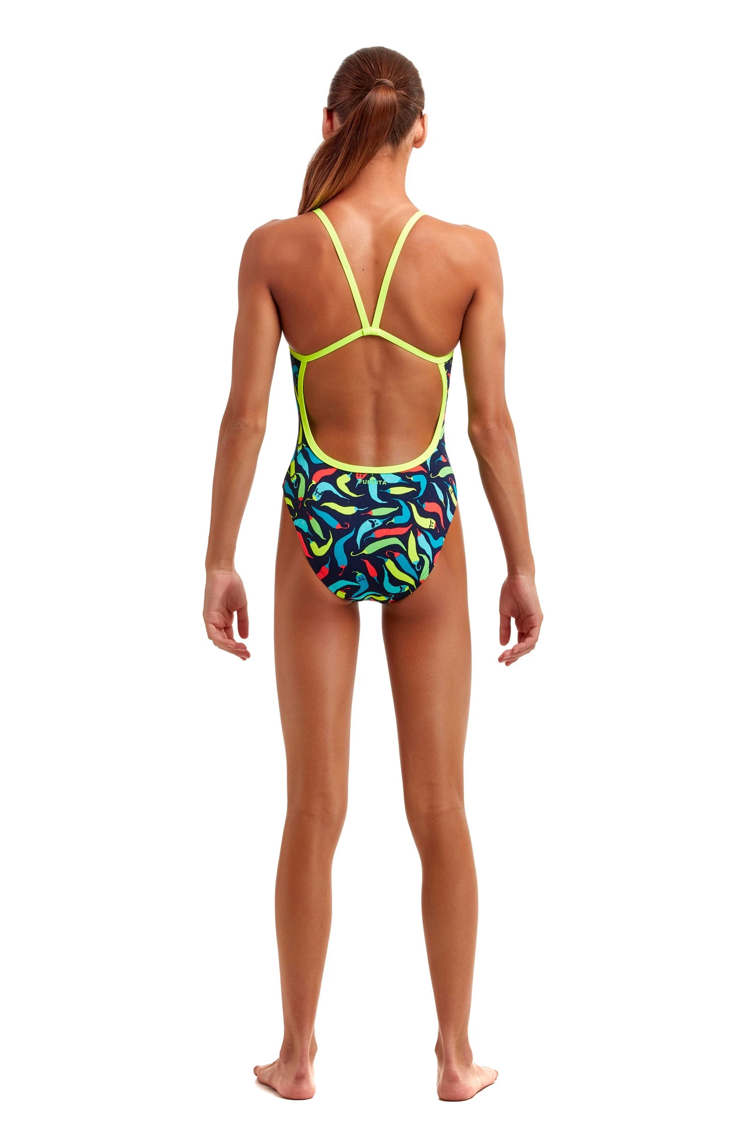 Funkita Girls Swimwear Chilli Boss | Girls Eco Single Strap One Piece 2 Funkita Girls Swimwear Chilli Boss | Girls Eco Single Strap One Piece