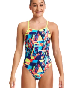 Funkita Girls Swimwear Blocked Bars | Girls Diamond Back One Piece