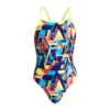 Funkita Girls Swimwear Blocked Bars | Girls Diamond Back One Piece